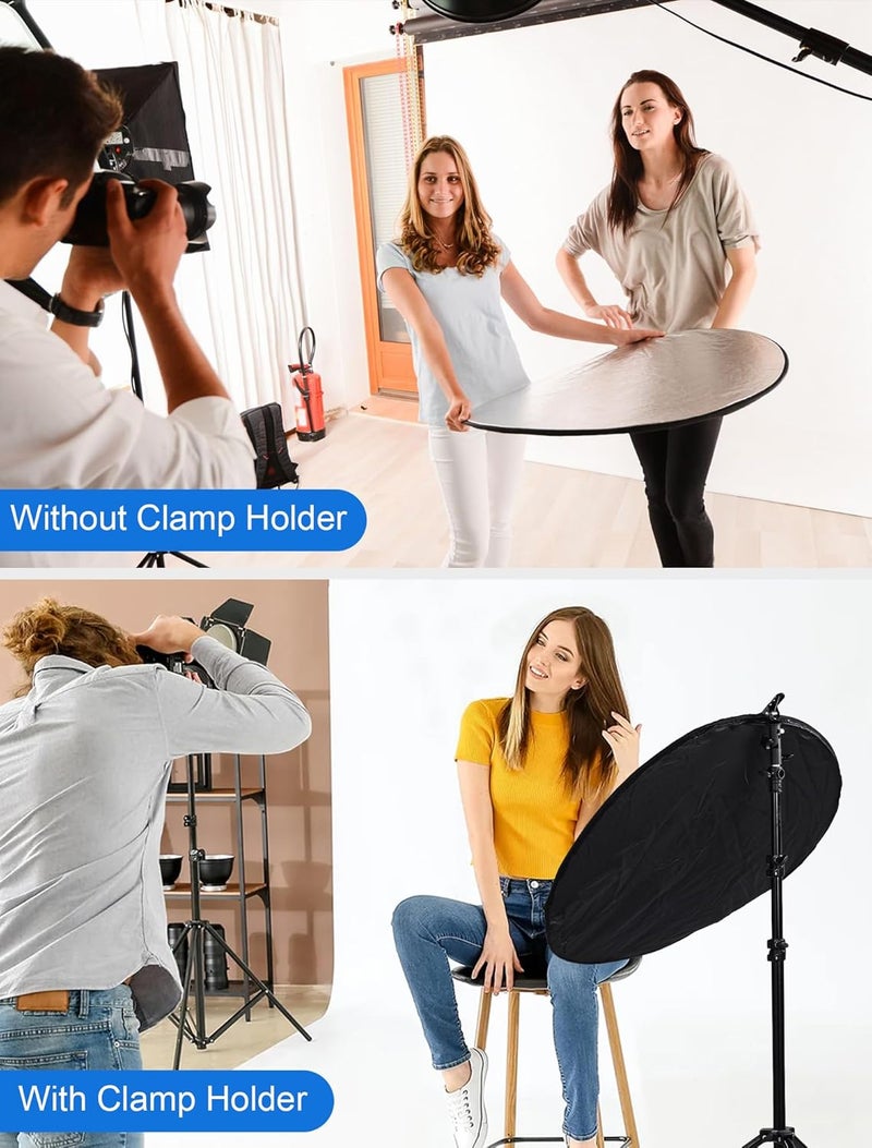 Selens Portable 43inch/110cm Light Reflector with Clamp,5 in 1 Collapsible Multi Disc Photography Reflector Translucent,Silver,Gold,White,Black for Studio Photography Lighting and Outdoor Lighting - Image 5